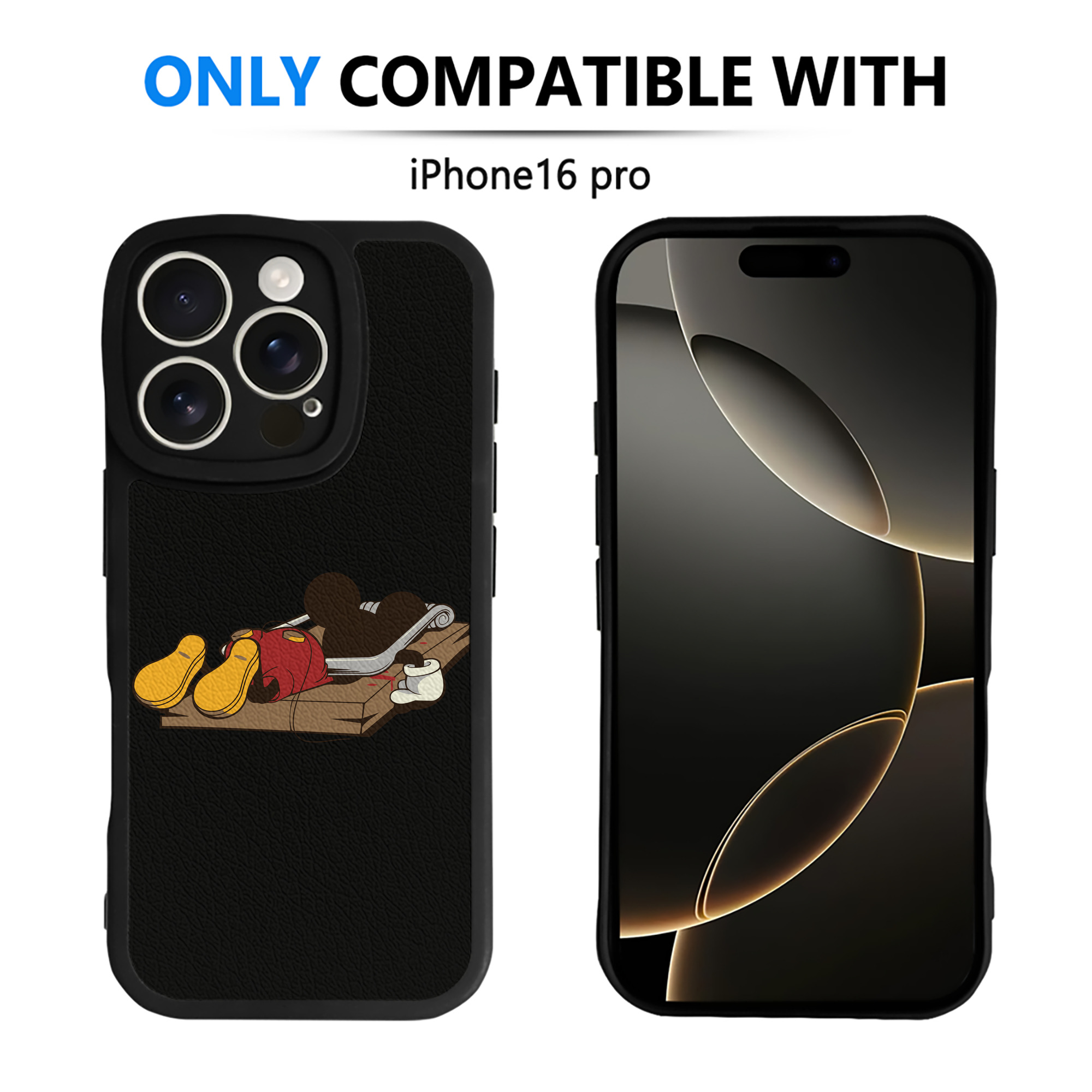 （画像用） ミッキーマウス Mickey Mouse 【iPhone 16シリーズ対応】シリコンスマホケース（レザー調） 材質：シリコン